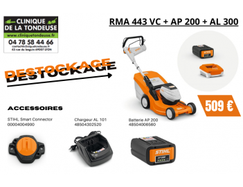 DESTOCKAGE Tondeuse à batterie tractée RMA 443 VC + AP 200 + AL 300 63382000082 Stihl machine motoculture espaces verts