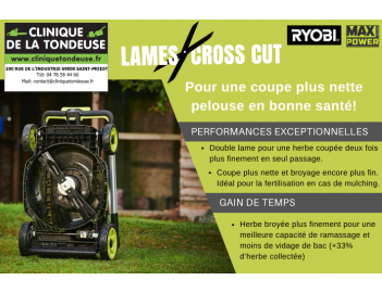 LAMES CROSS CUT. TONDEUSE RY36LMXSP53A-160 RYOBI pièce tondeuse